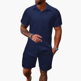 Men's Two-Piece Set Made of Cotton Blend with Jacquard Structure