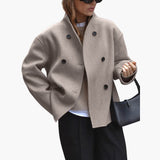 Women's Jacket with Loose Fit and Button Closure at the Front