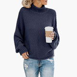 Women's sweater with high neckline and ribbed hem