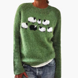 Women's Knit Sweater with Round Neck and Pattern Design