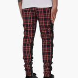 Men's Cotton Pants with Checkered Pattern and Drawstring for Summer