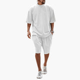 Men's Summer Two-Piece Set with Drawstring Shorts and Oversized Shirt