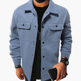 Men's shirt with button placket, chest pockets, and long sleeves