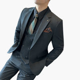 Three-Piece Men's Suit with Button Closure and Notch Lapel