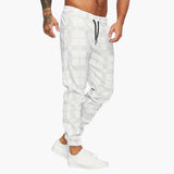 Men's pants with elastic waistband and checkered surface
