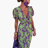 Women's Floral Wrap Dress – Summer Dress with V-Neck