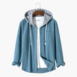 Men's Hooded Jacket with Button Closure