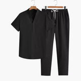 Men's Tracksuit with V-Neck and Drawstring Pants