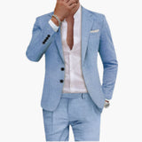 Men's Summer Suit Made of Cotton with Lapel and Pants
