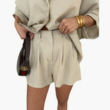 Two-Piece Set - Women's Blouse and Shorts for Summer Days