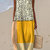 Leah Polka Colorblock Midi Dress