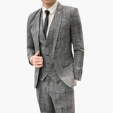 Men's Suit, Formal, Three-Piece with Blazer and Check Pattern