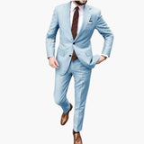 Men's Two-Piece Suit with Notch Lapel and Slim Fit Pants