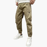 Men's Summer Pants with Button Placket and Elastic Cuffs