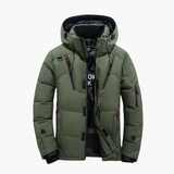 Men's Quilted Jacket with Hood and Zipper Pockets