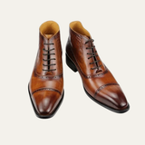 The Capo Vaticano Men’s Formal Leather Brogue Lace Up Ankle Dress Boots