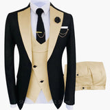 Men's Suit with Vest and Long-Sleeved Blazer