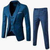 Men's Three-Piece Suit with One-Button Blazer and Vest