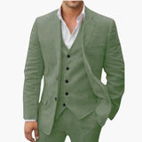 Men's Summer Suit Three-Piece with Vest, Jacket, and Pants
