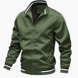 Men's Jacket with Ribbed Details and Front Zipper