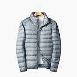 Men's Padded Jacket with Zipper and Stand-Up Collar