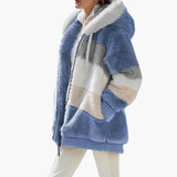 Women’s Zipped Hooded Jacket with Striped Surface