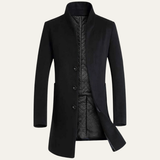 The Porta Venezia Men's Casual Winter Wool Blend Trench Jacket with Stand Collar