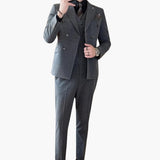 Men's Three-Piece Suit with Check Pattern and Lapel Collar