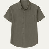 The Monaco Men's Linen Old Money Short-Sleeve White Shirt