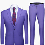 Men's Two-Piece Suit with Blazer and Flat Front Trousers