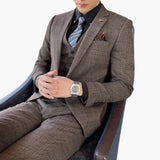 Men's Three-Piece Suit with Check Pattern for Every Season