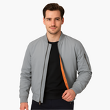 Men's Bomber Jacket with Zipper and Ribbed Cuffs