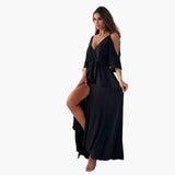 Maxi Dress with V-Neck and Slit – Women's Evening Wear