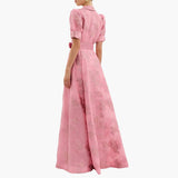 Floral Dress with Belt - For Women with Puff Sleeves & Elegance