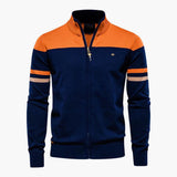 Men's Zip-Up Cardigan with Ribbed Hem