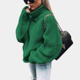Women's Pullover with Turtleneck and Textured Knit Surface