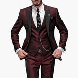 Men’s Three-Piece Suit with Lapels and Closure
