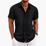 Men's Short Sleeve Striped Shirt – Button-Up for Summer