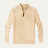 The Wells Cable-knit Quarter Zip Sweater