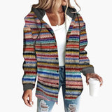 Women’s Hooded Cardigan with Striped Knit