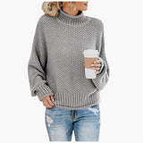 Knitted Pullover with High Collar for Women – Cozy & Stylish