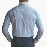 Striped Men's Shirt with Contrast Collar and Buttoned Cuffs