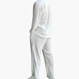 Men's Pleated Texture Set with Long Sleeve Shirt and Pants