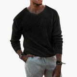 Men's Sweater with Ribbed Collar and Long Sleeves
