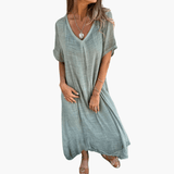 Women's V-Neck Summer Dress - Loose and Comfortable