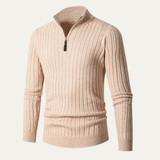 The Favignana Men's Knitted Stand Collar Ribbed Half Zip Sweater