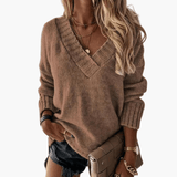 V-Neck Knit Sweater for Women – Elegant and Soft Top