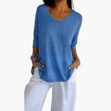 Women's V-Neck Top – Loose Summer Top for Casual Wear