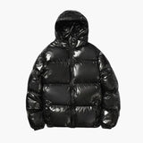 Shiny Men's Puffer Jacket with Hood – Warm & Modern