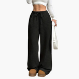 Women's Corduroy Trousers with High Waist and Wide Legs